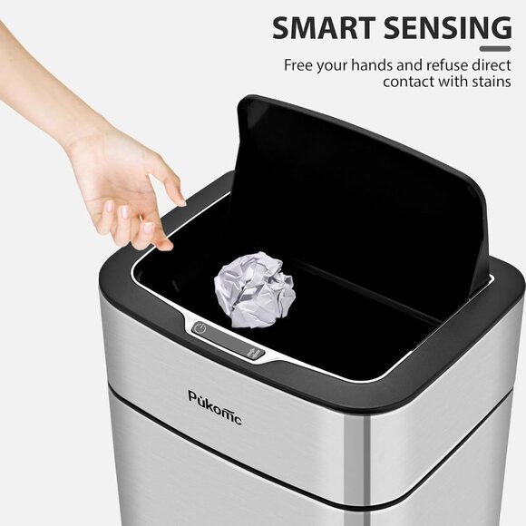 Pukomc Motion Sensor Trash can Stainless Steel Trash can 2.7-Gallon - Picture 5 of 8
